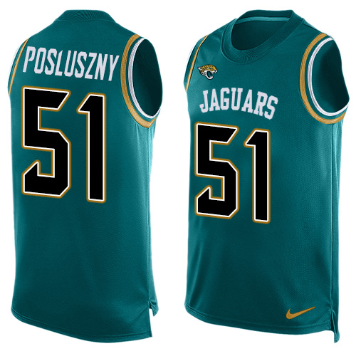 Men's Limited Paul Posluszny Nike Jersey Teal Green - #51 Player Name & Number Tank Top NFL Jacksonville Jaguars